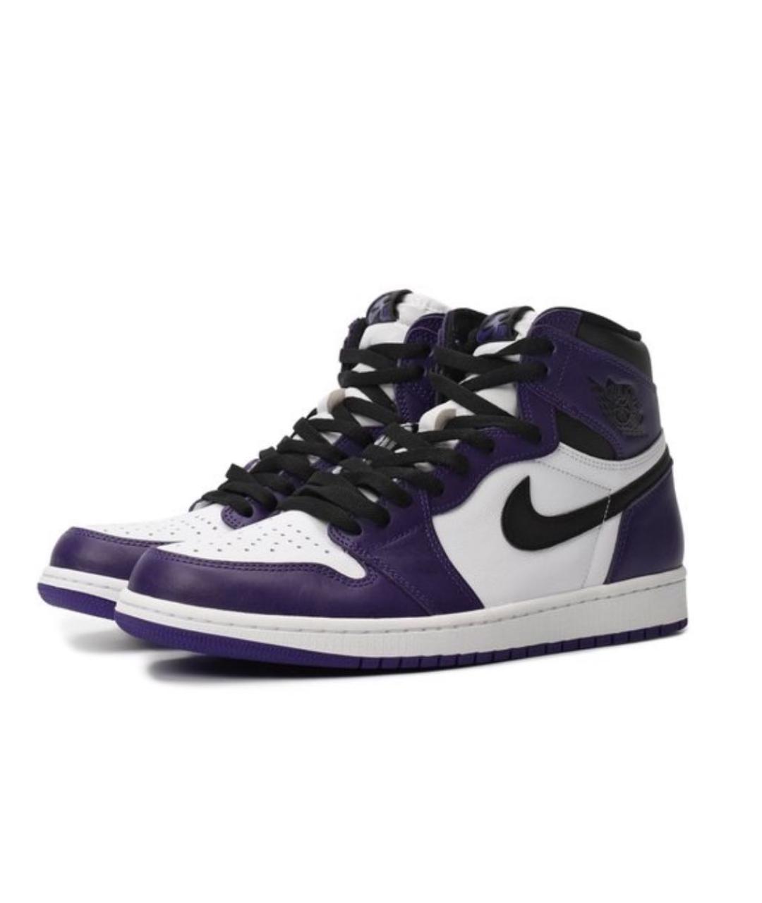 NIKE Фиолетовые кожаные высокие кроссовки / кеды, фото 3