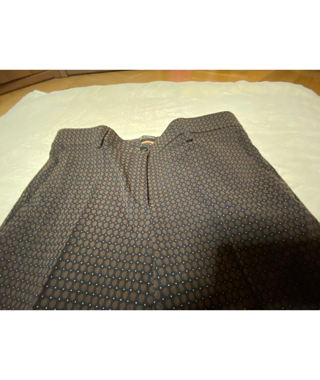 ETRO Коричневые хлопко-эластановые прямые брюки, фото 6