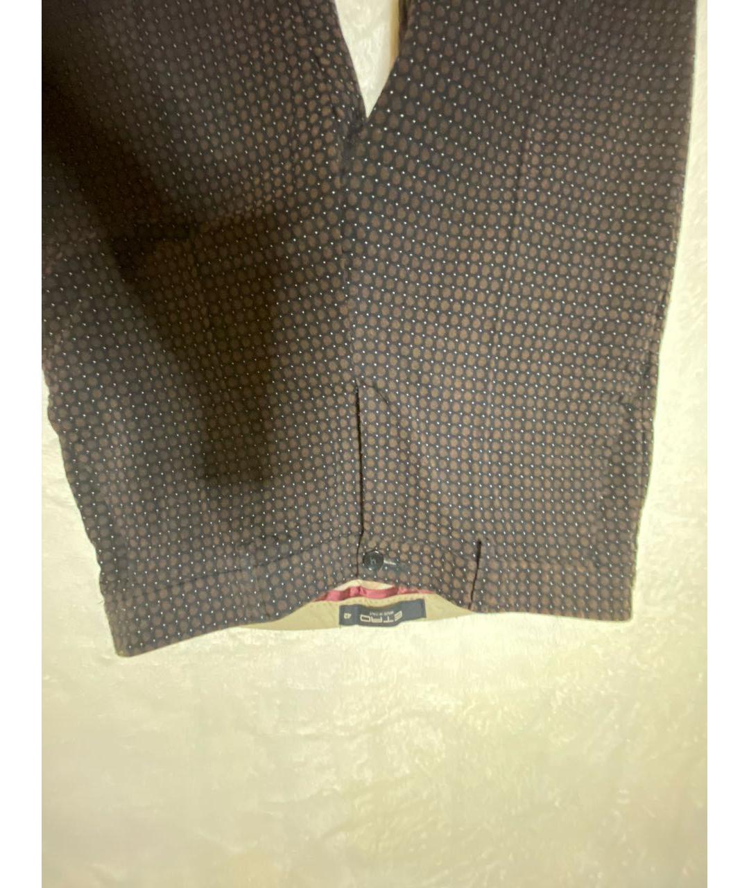 ETRO Коричневые хлопко-эластановые прямые брюки, фото 3