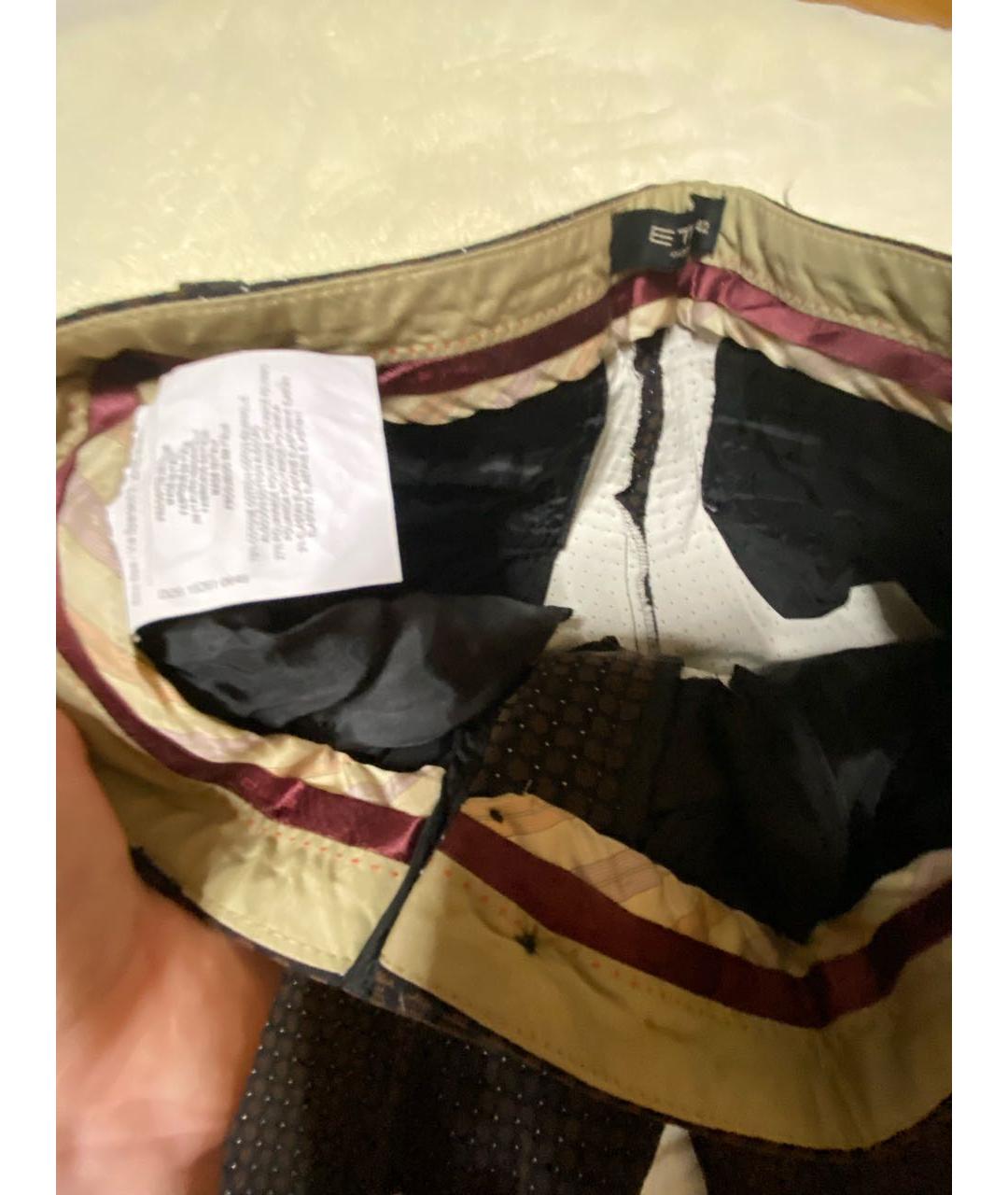 ETRO Коричневые хлопко-эластановые прямые брюки, фото 5