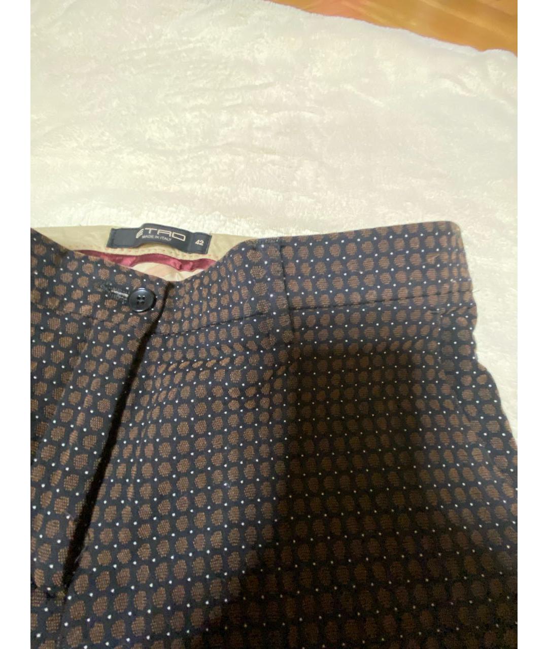 ETRO Коричневые хлопко-эластановые прямые брюки, фото 4