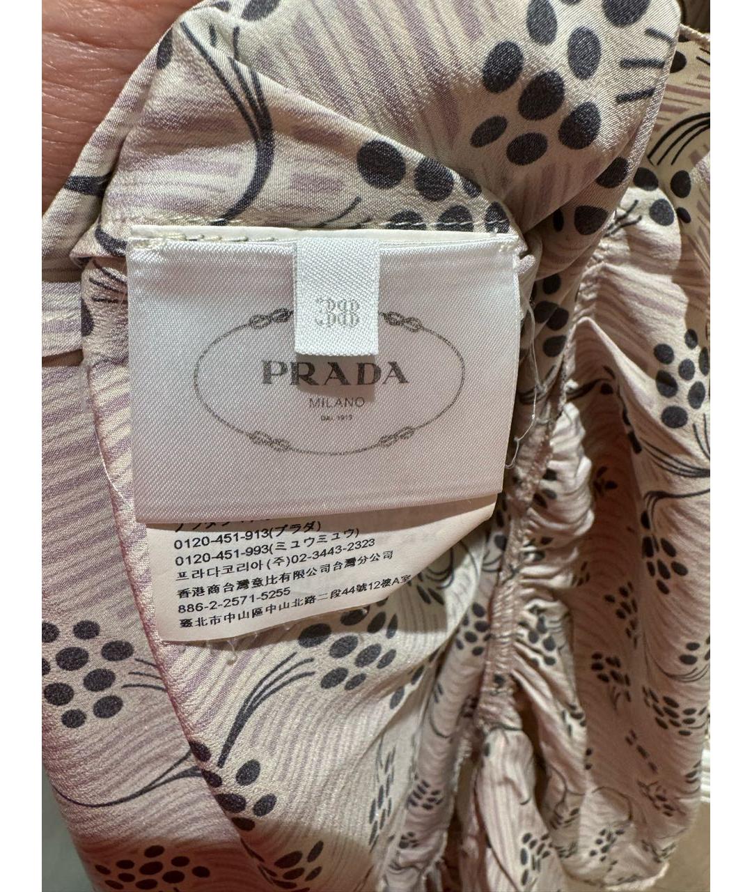 PRADA Бежевое шелковое повседневное платье, фото 3