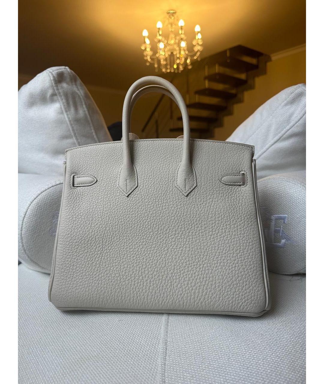 HERMES Серая кожаная сумка с короткими ручками, фото 4