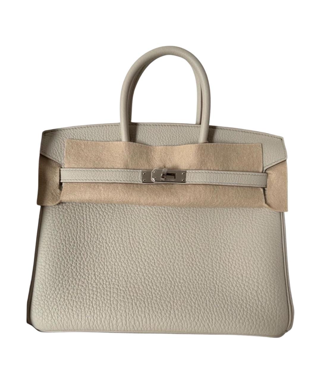 HERMES Серая кожаная сумка с короткими ручками, фото 1