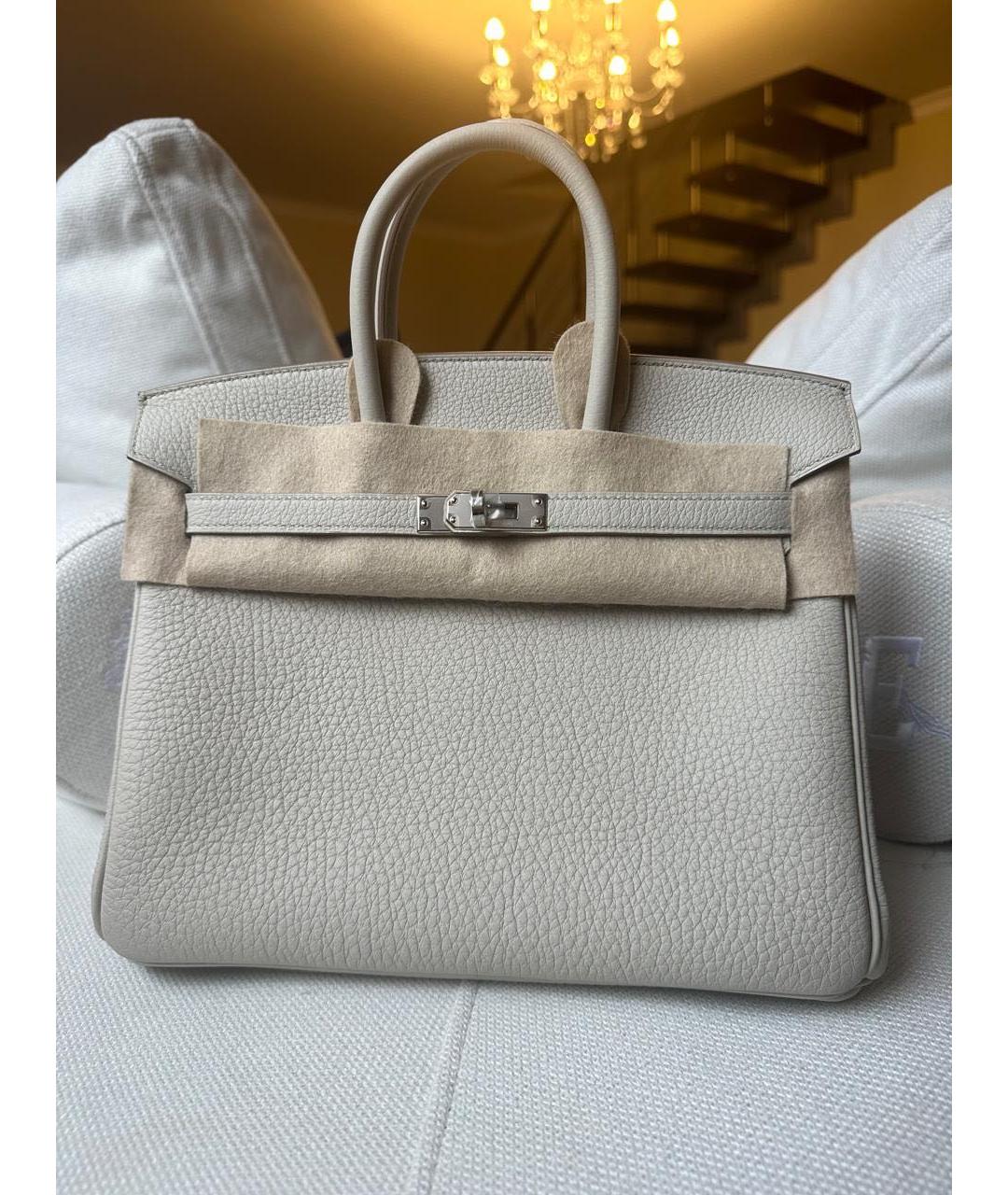 HERMES Серая кожаная сумка с короткими ручками, фото 2