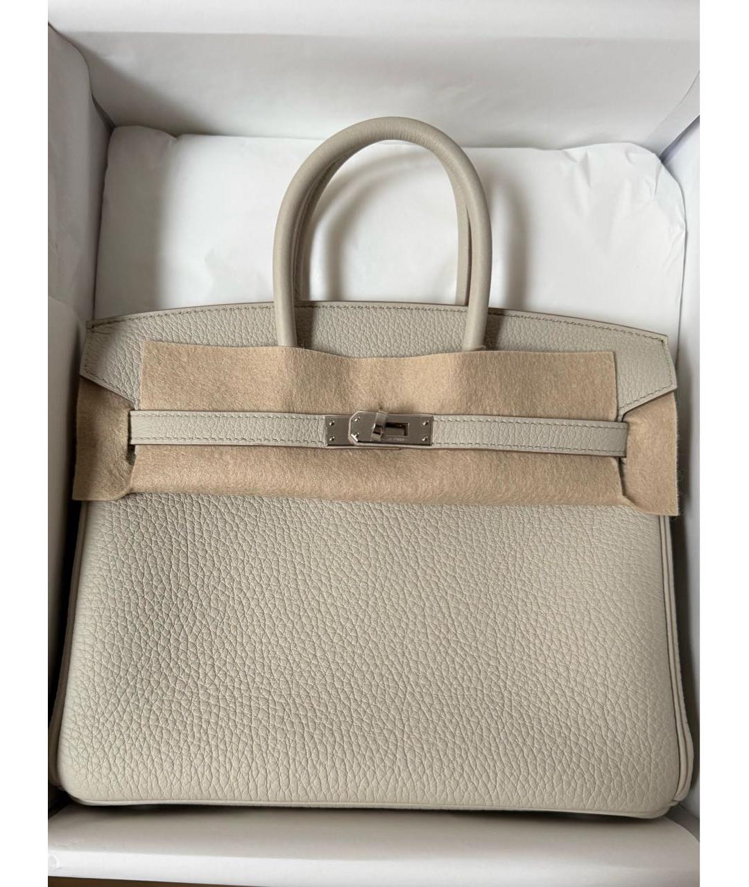 HERMES Серая кожаная сумка с короткими ручками, фото 5