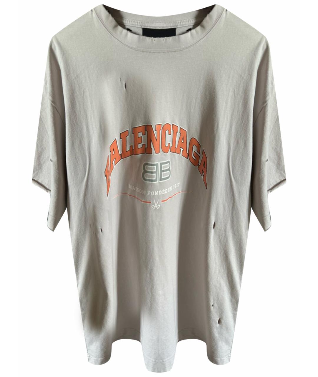 BALENCIAGA Бежевая хлопковая футболка, фото 1