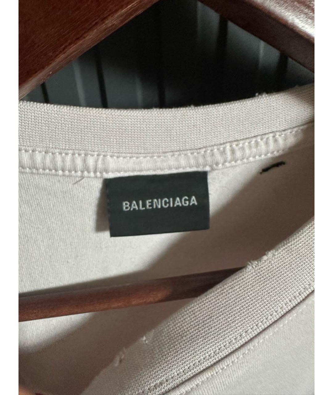 BALENCIAGA Бежевая хлопковая футболка, фото 3