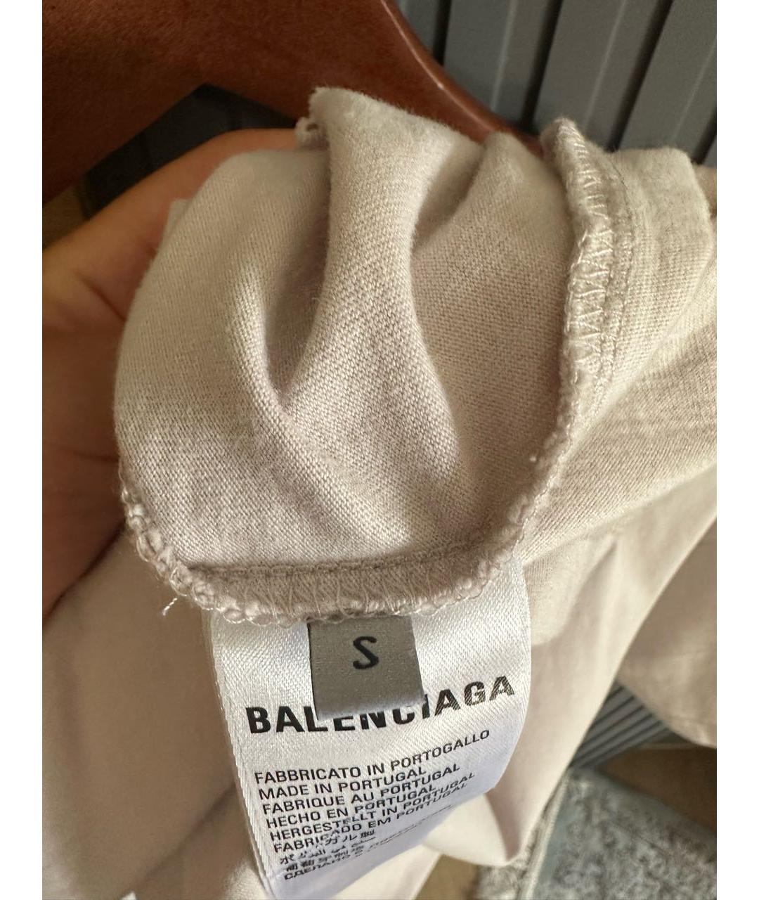 BALENCIAGA Бежевая хлопковая футболка, фото 5