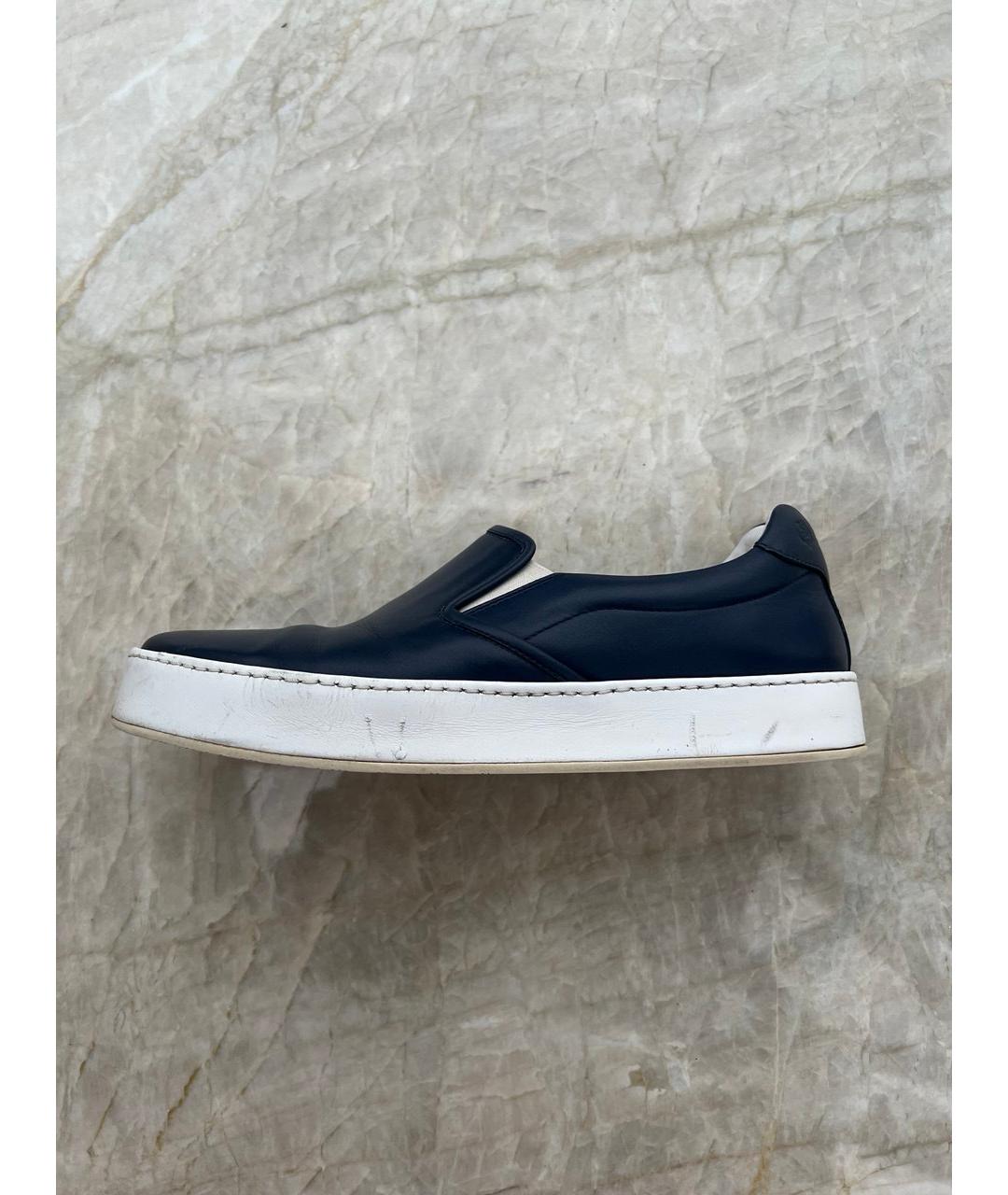 LORO PIANA Синие кожаные слипоны, фото 6