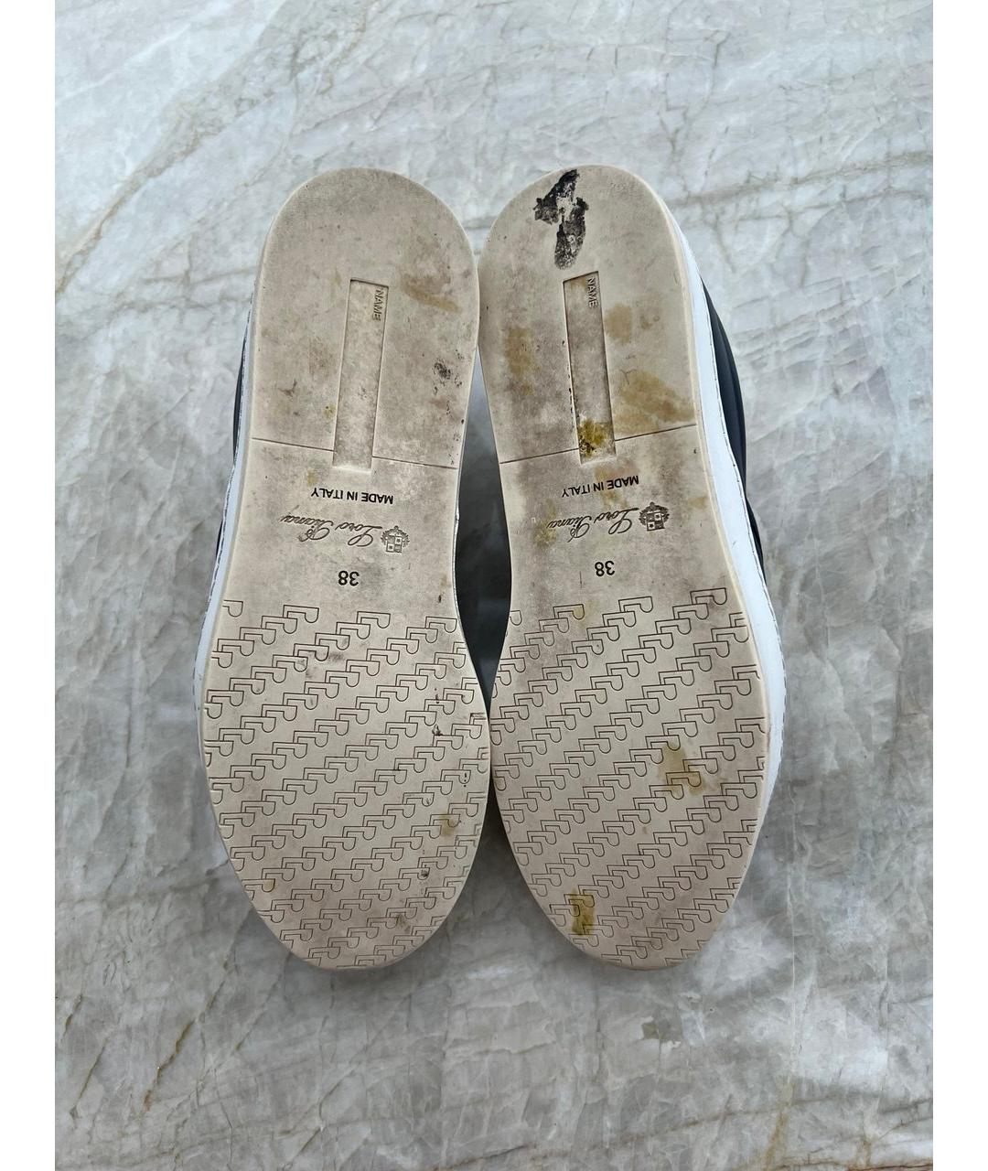 LORO PIANA Синие кожаные слипоны, фото 5