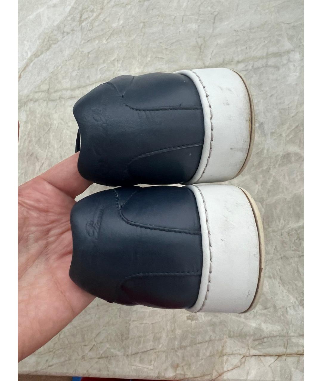 LORO PIANA Синие кожаные слипоны, фото 4