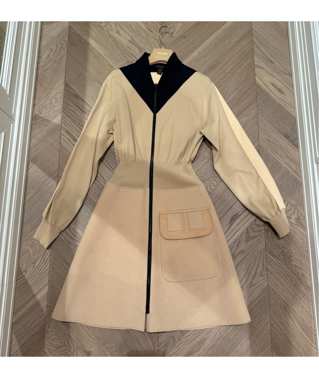 LOUIS VUITTON Бежевое полиамидовое повседневное платье, фото 5