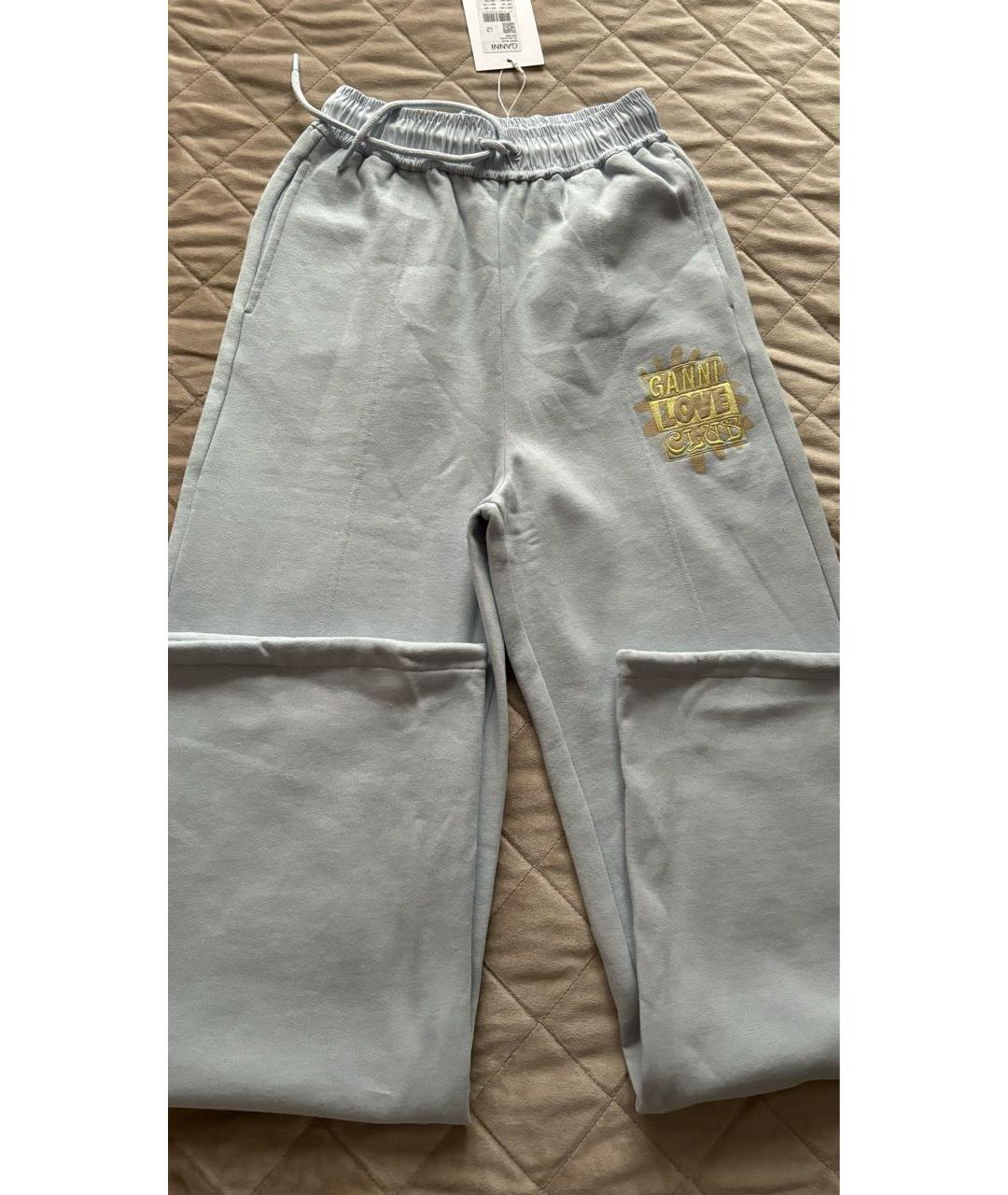 GANNI Голубые хлопковые спортивные брюки и шорты, фото 4