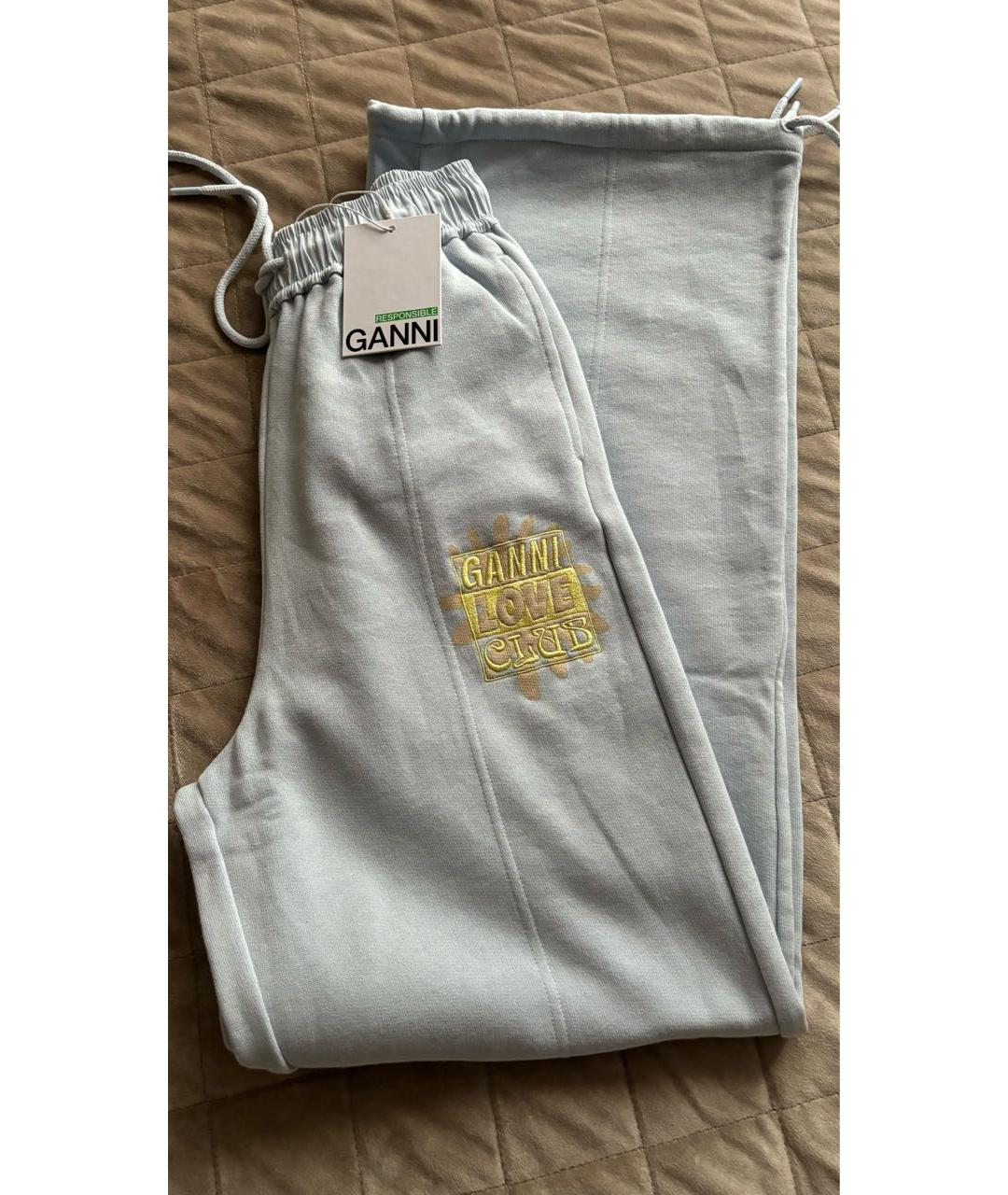 GANNI Голубые хлопковые спортивные брюки и шорты, фото 3