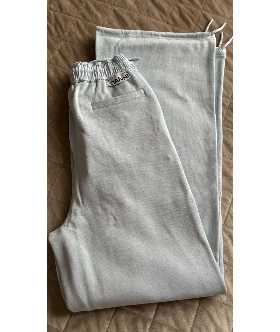 GANNI Голубые хлопковые спортивные брюки и шорты, фото 2