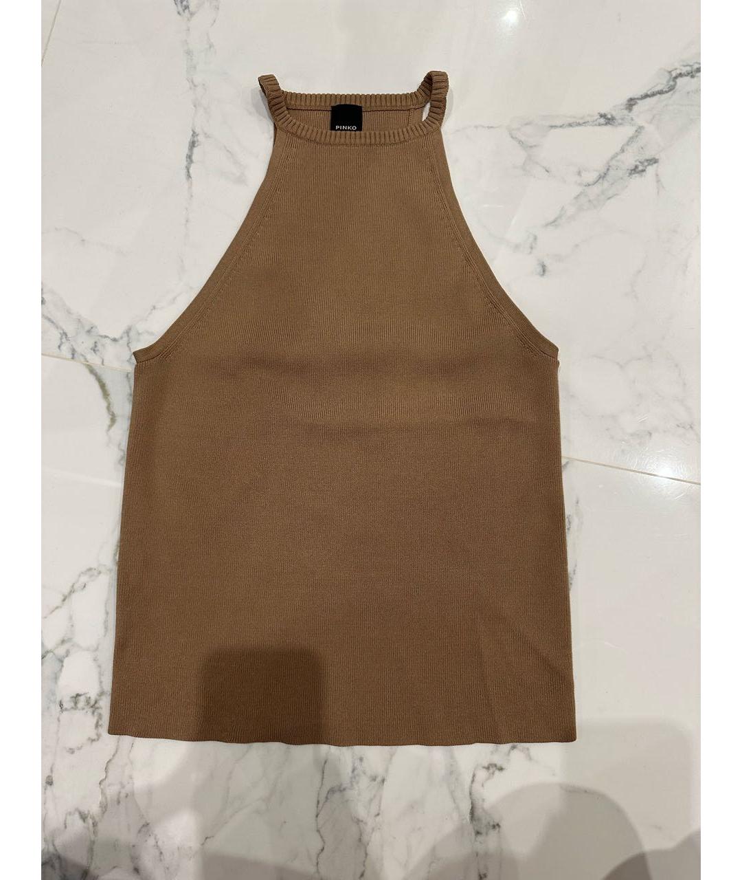 PINKO Бежевая хлопковая майка, фото 4