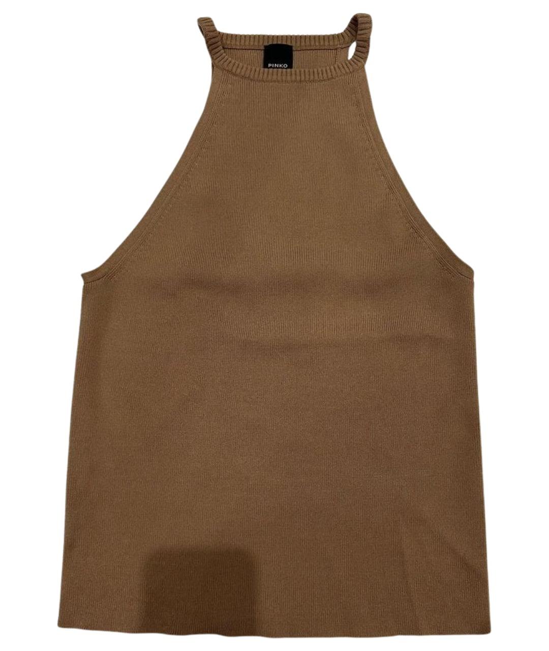PINKO Бежевая хлопковая майка, фото 1