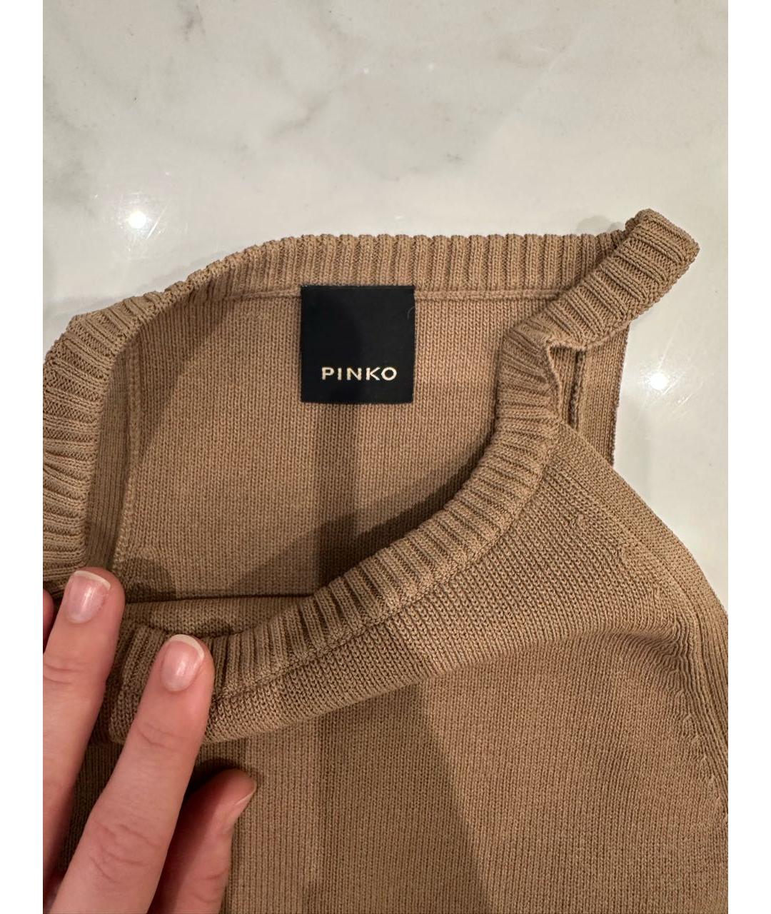 PINKO Бежевая хлопковая майка, фото 3