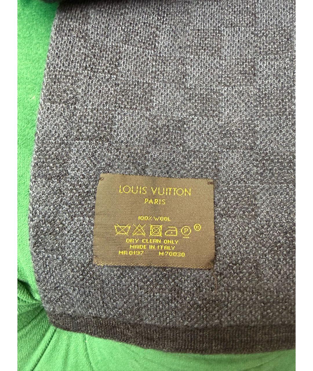LOUIS VUITTON Серый шерстяной шарф, фото 4