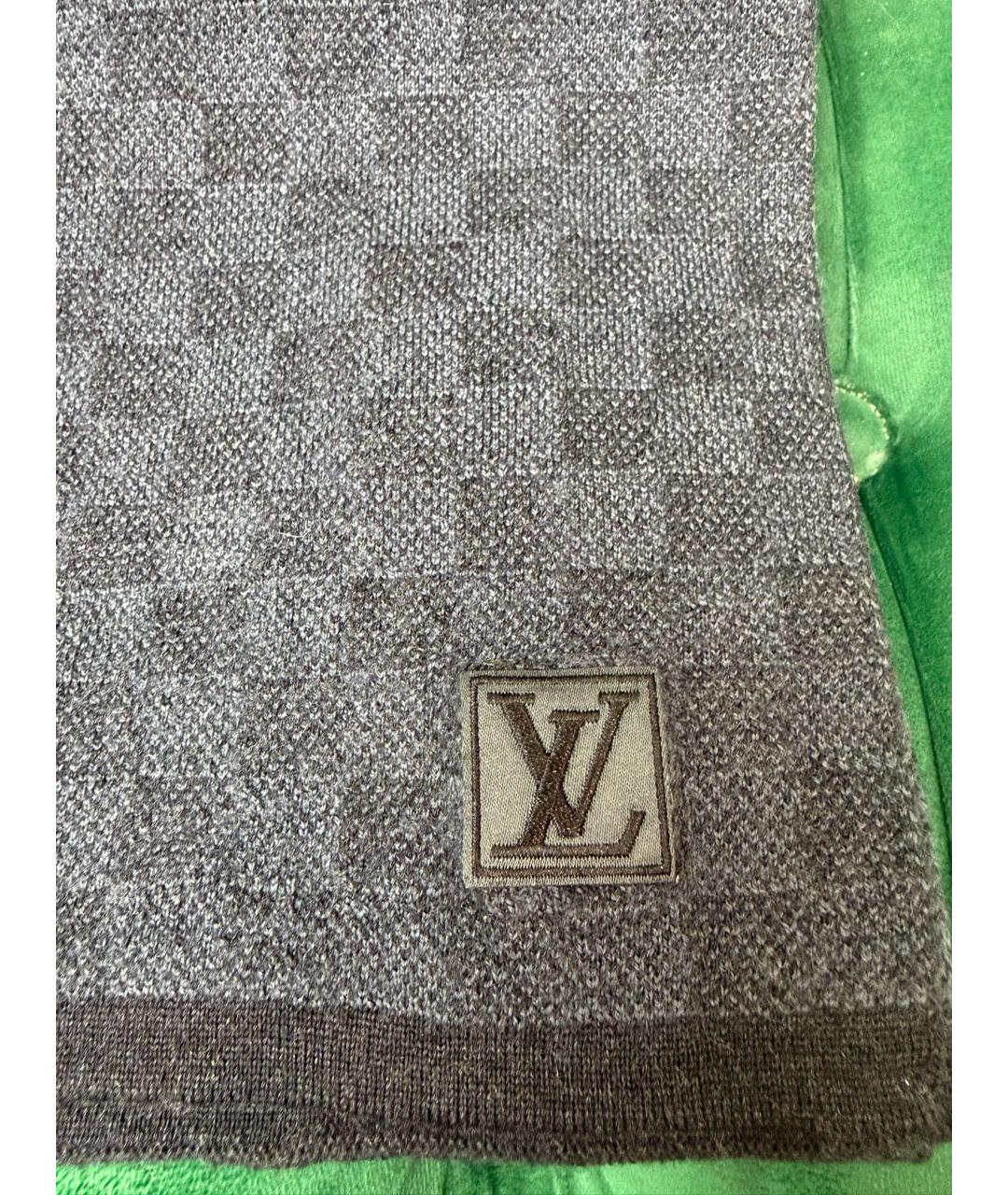 LOUIS VUITTON Серый шерстяной шарф, фото 2