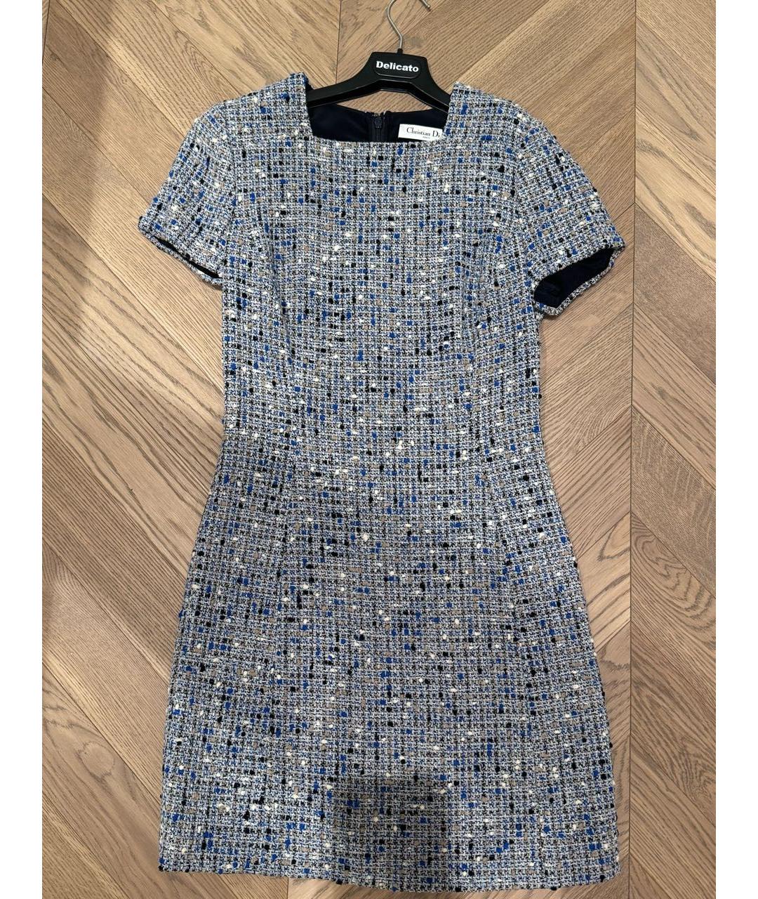 CHRISTIAN DIOR Синее шерстяное коктейльное платье, фото 4