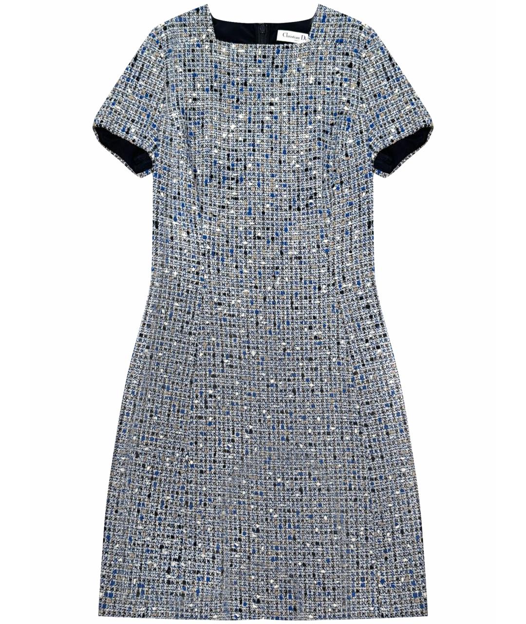 CHRISTIAN DIOR Синее шерстяное коктейльное платье, фото 1