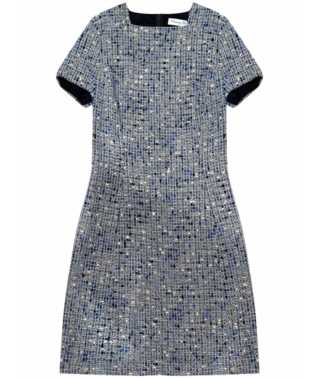 CHRISTIAN DIOR Синее шерстяное коктейльное платье, фото 5