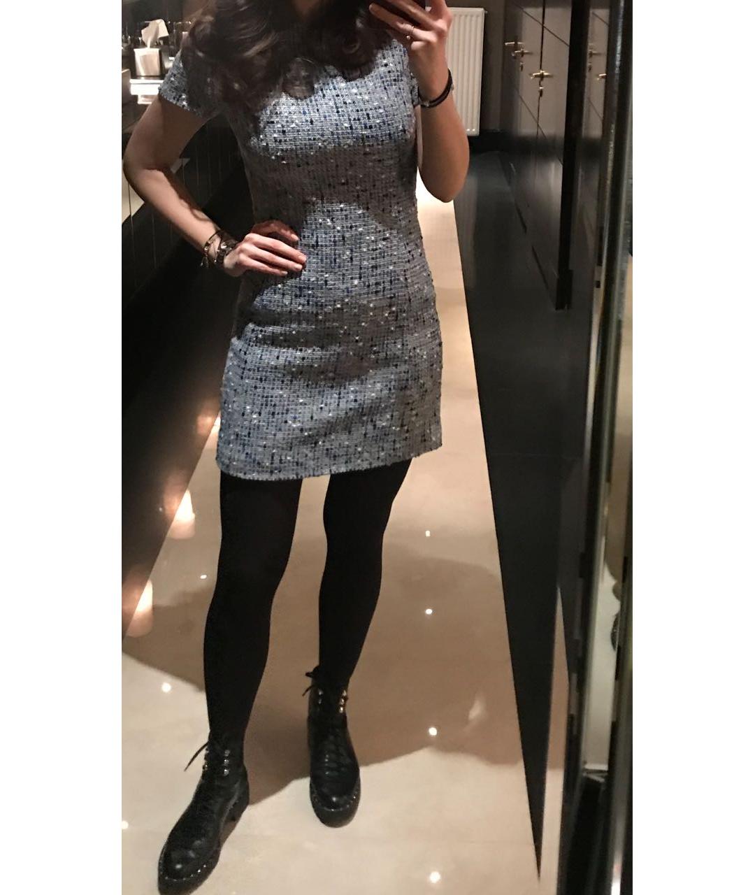 CHRISTIAN DIOR Синее шерстяное коктейльное платье, фото 3