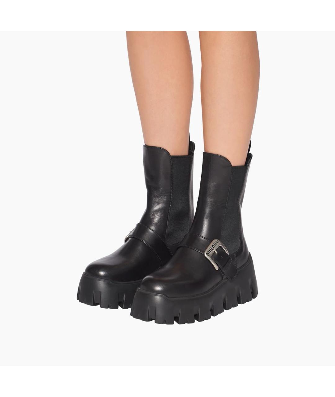 MIU MIU Черные кожаные ботинки, фото 2