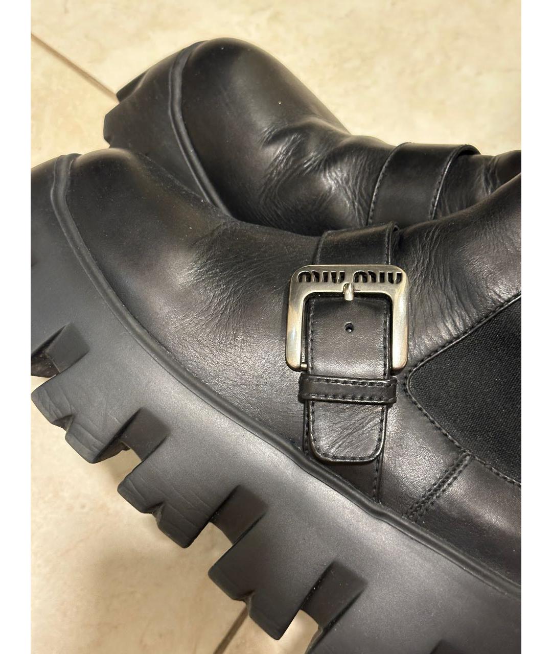 MIU MIU Черные кожаные ботинки, фото 5