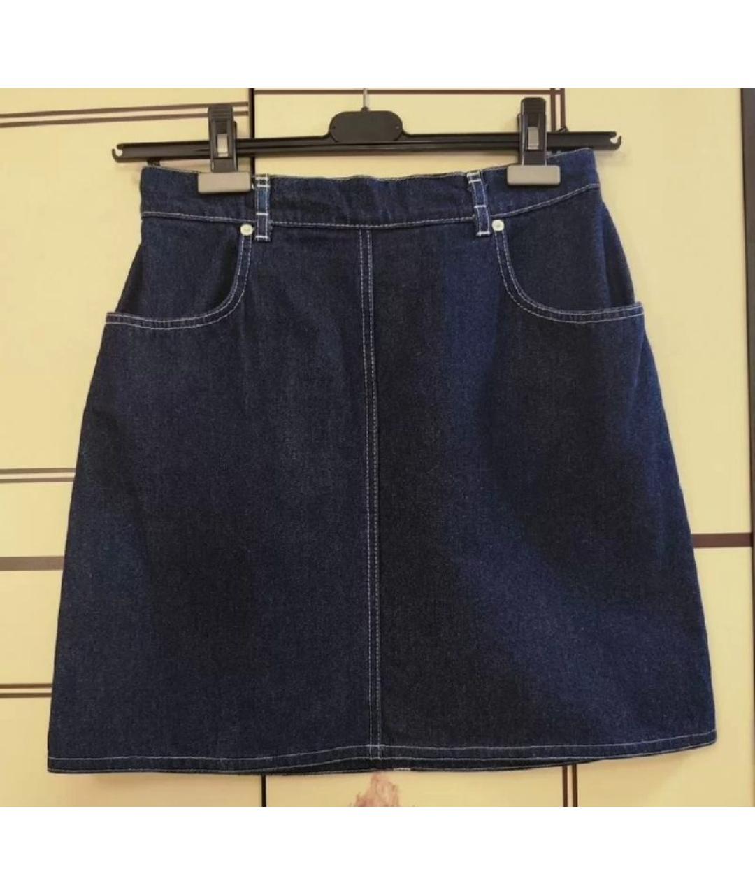 FENDI Темно-синяя деним юбка мини, фото 5