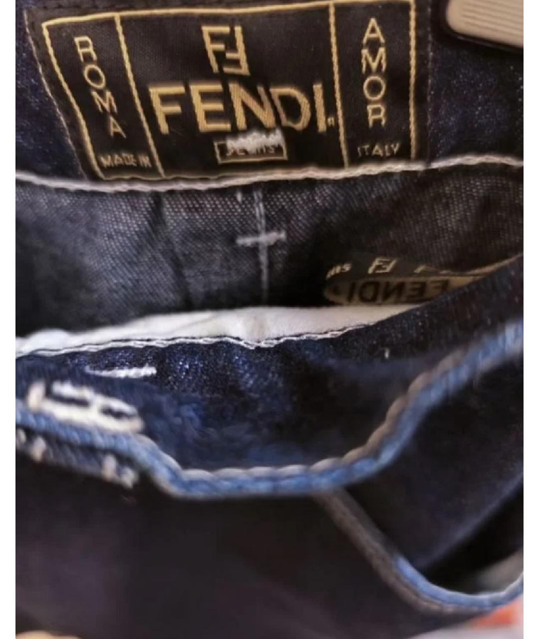 FENDI Темно-синяя деним юбка мини, фото 3