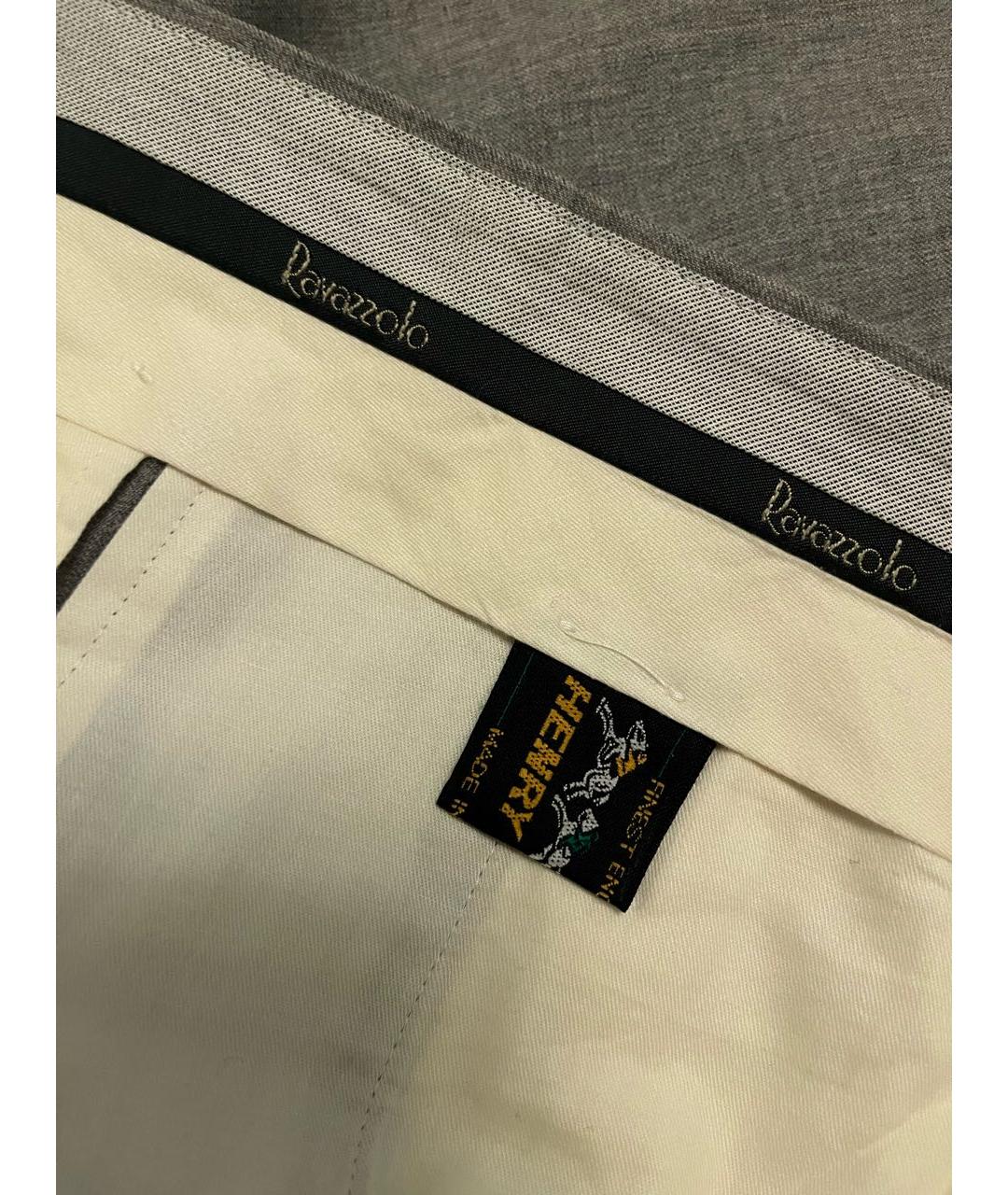 RAVAZZOLO Серые шерстяные классические брюки, фото 7