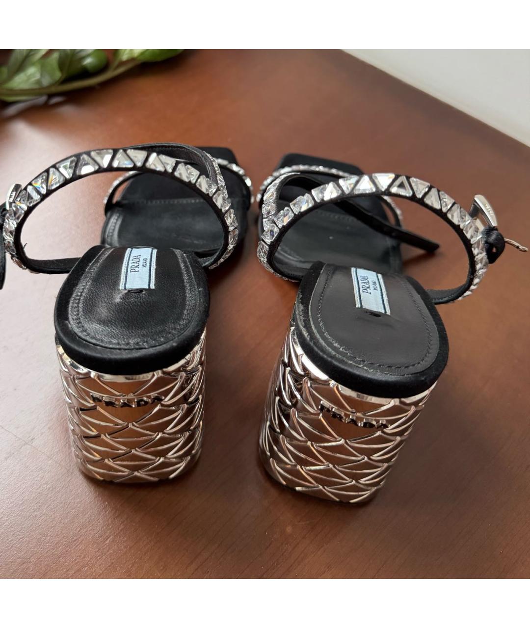 PRADA Черные текстильные босоножки, фото 3
