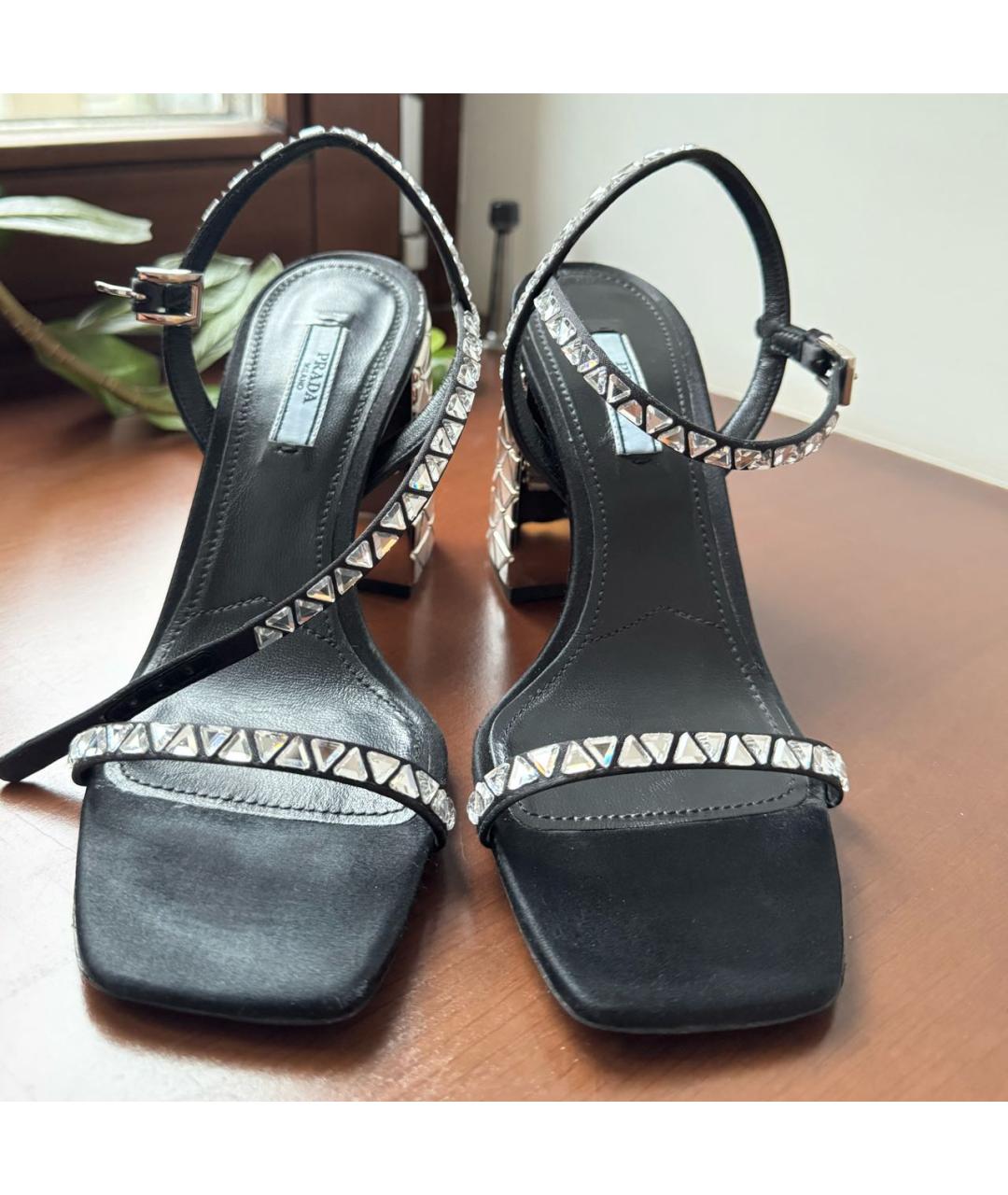 PRADA Черные текстильные босоножки, фото 2