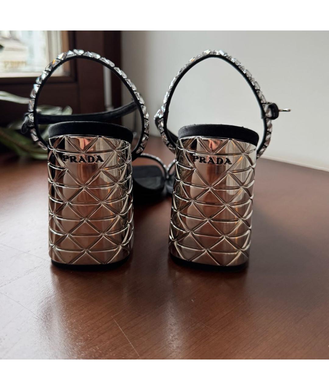 PRADA Черные текстильные босоножки, фото 4