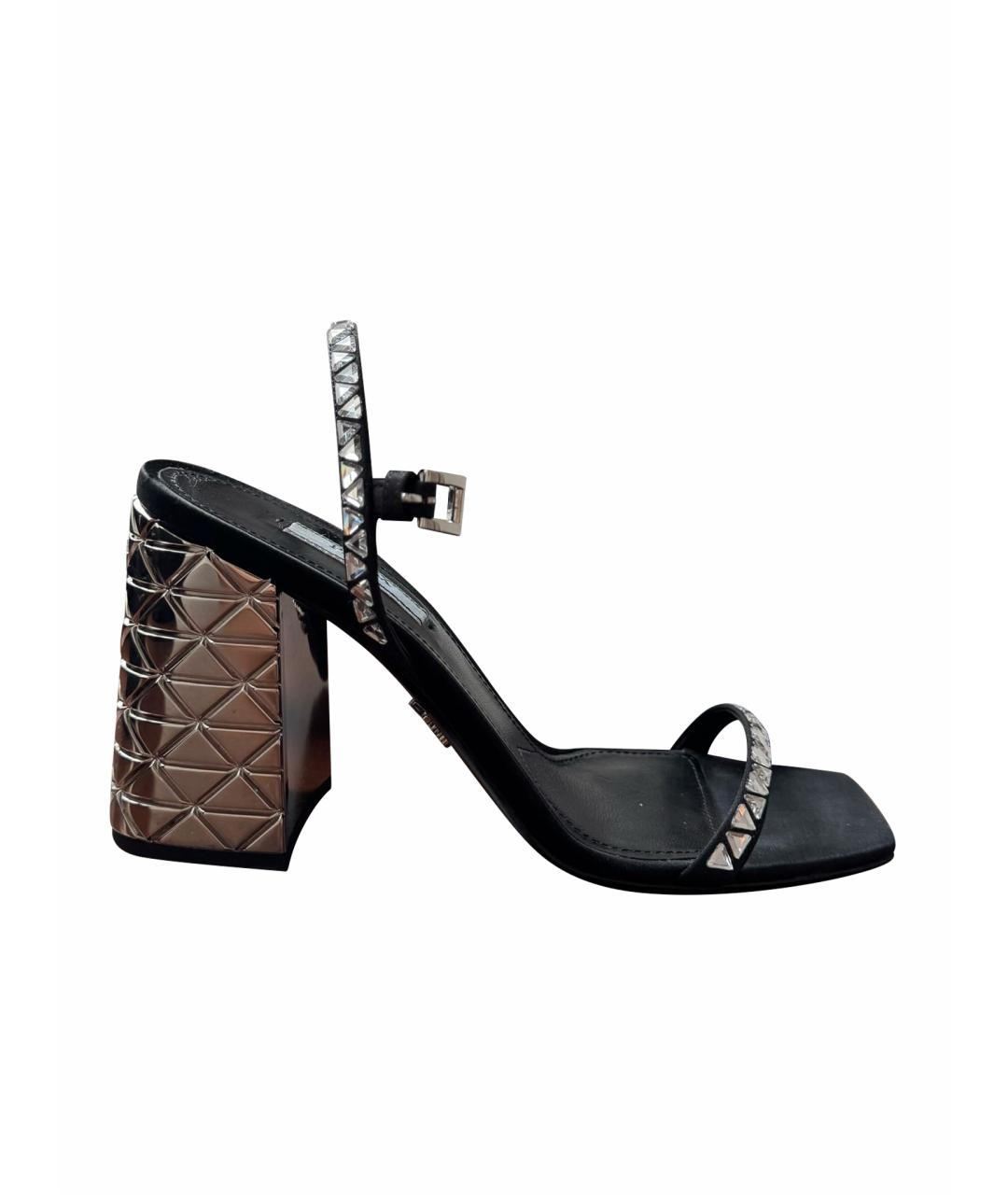 PRADA Черные текстильные босоножки, фото 1