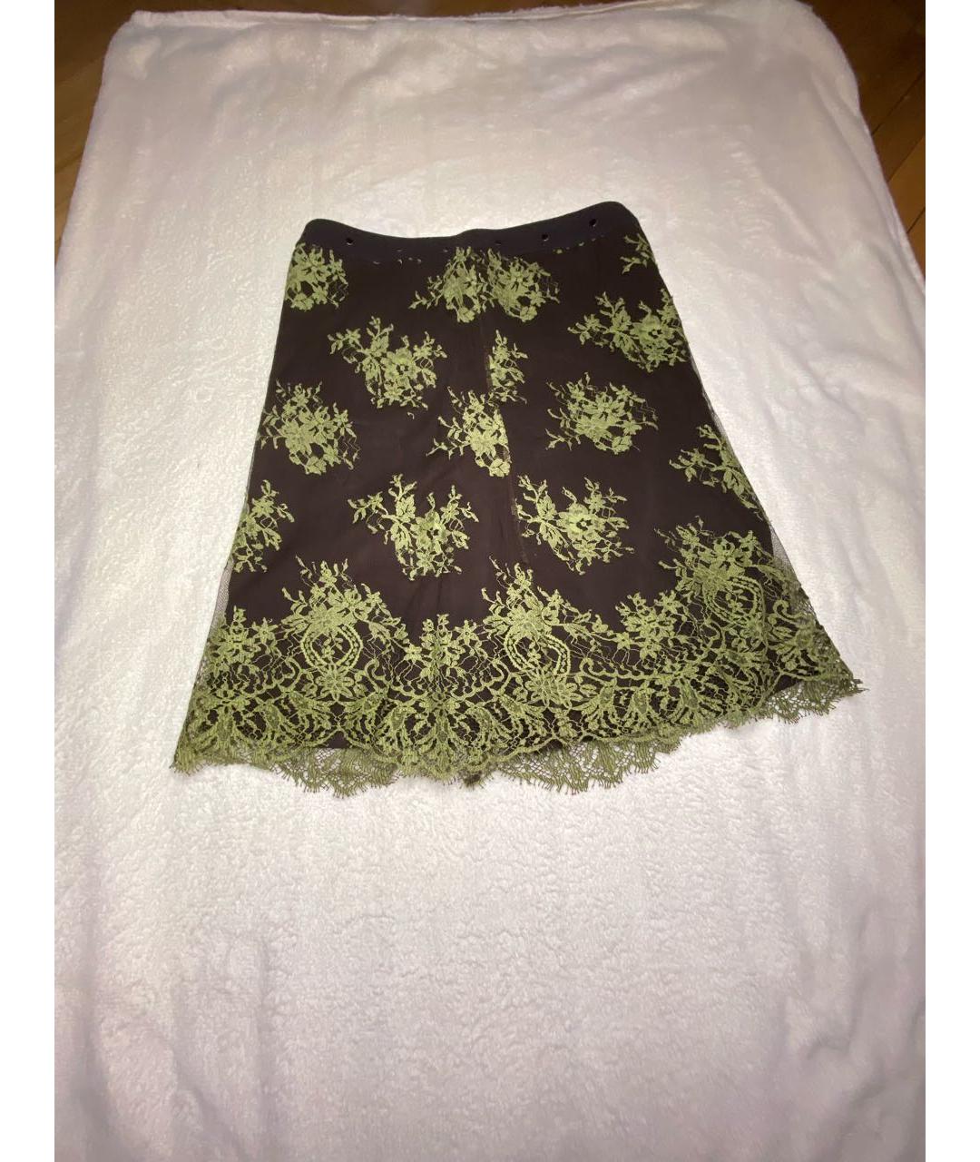 RED VALENTINO Коричневая вискозная юбка миди, фото 5