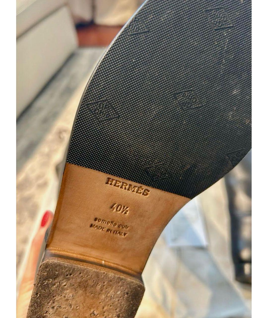 HERMES Черные кожаные сапоги, фото 5