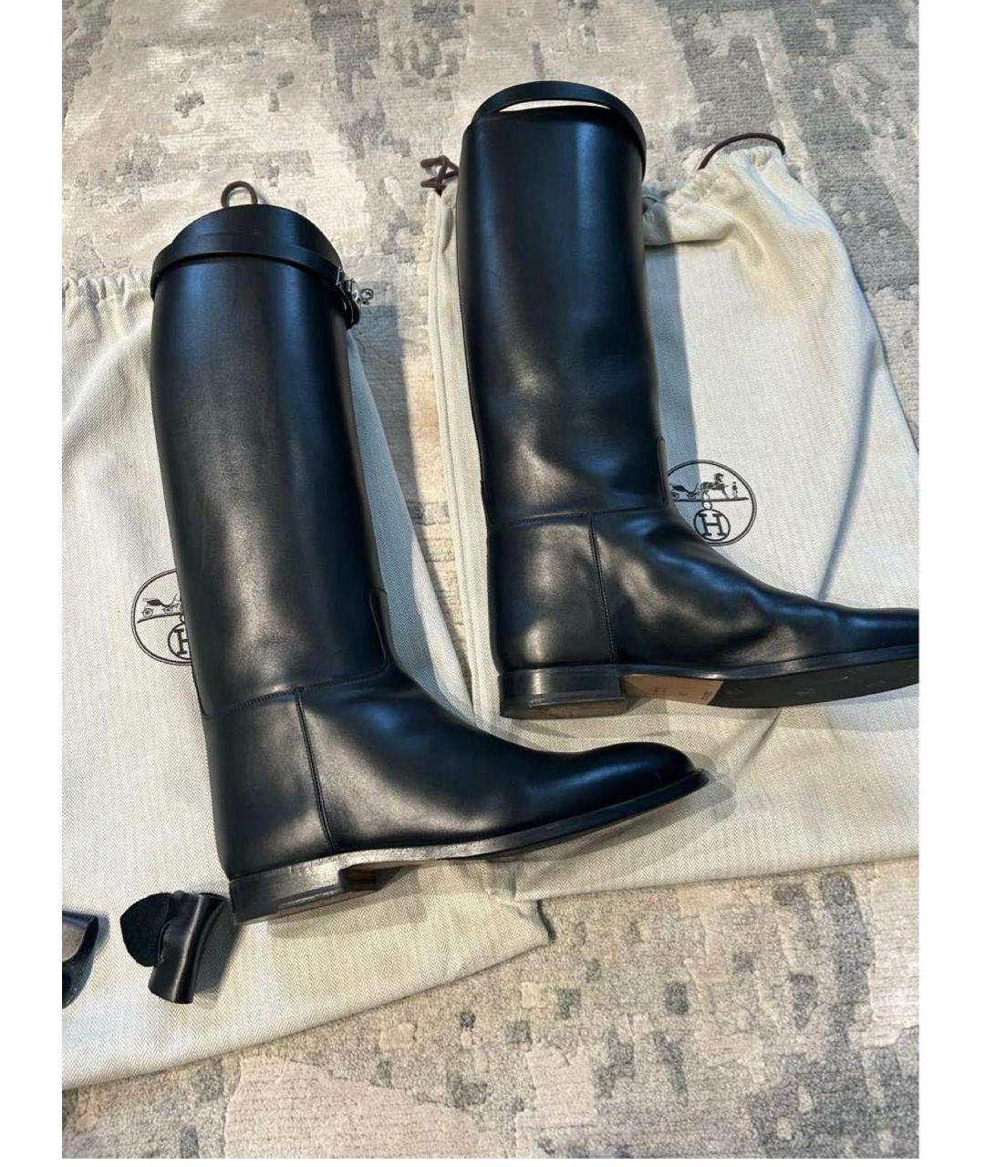 HERMES Черные кожаные сапоги, фото 4