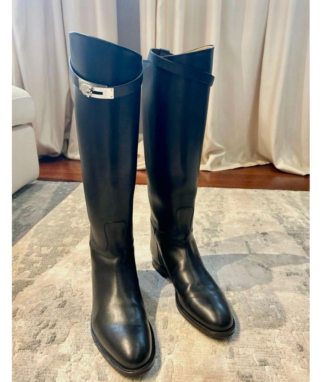 HERMES Черные кожаные сапоги, фото 3