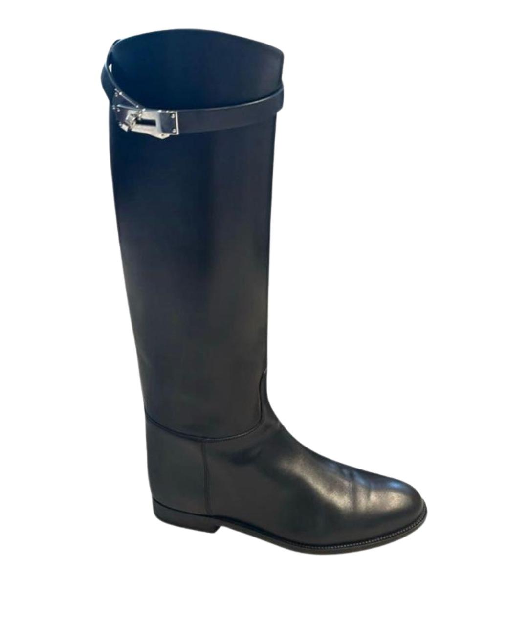 HERMES Черные кожаные сапоги, фото 1