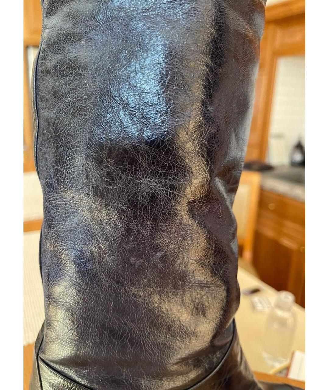 CHANEL Темно-синие кожаные сапоги, фото 7