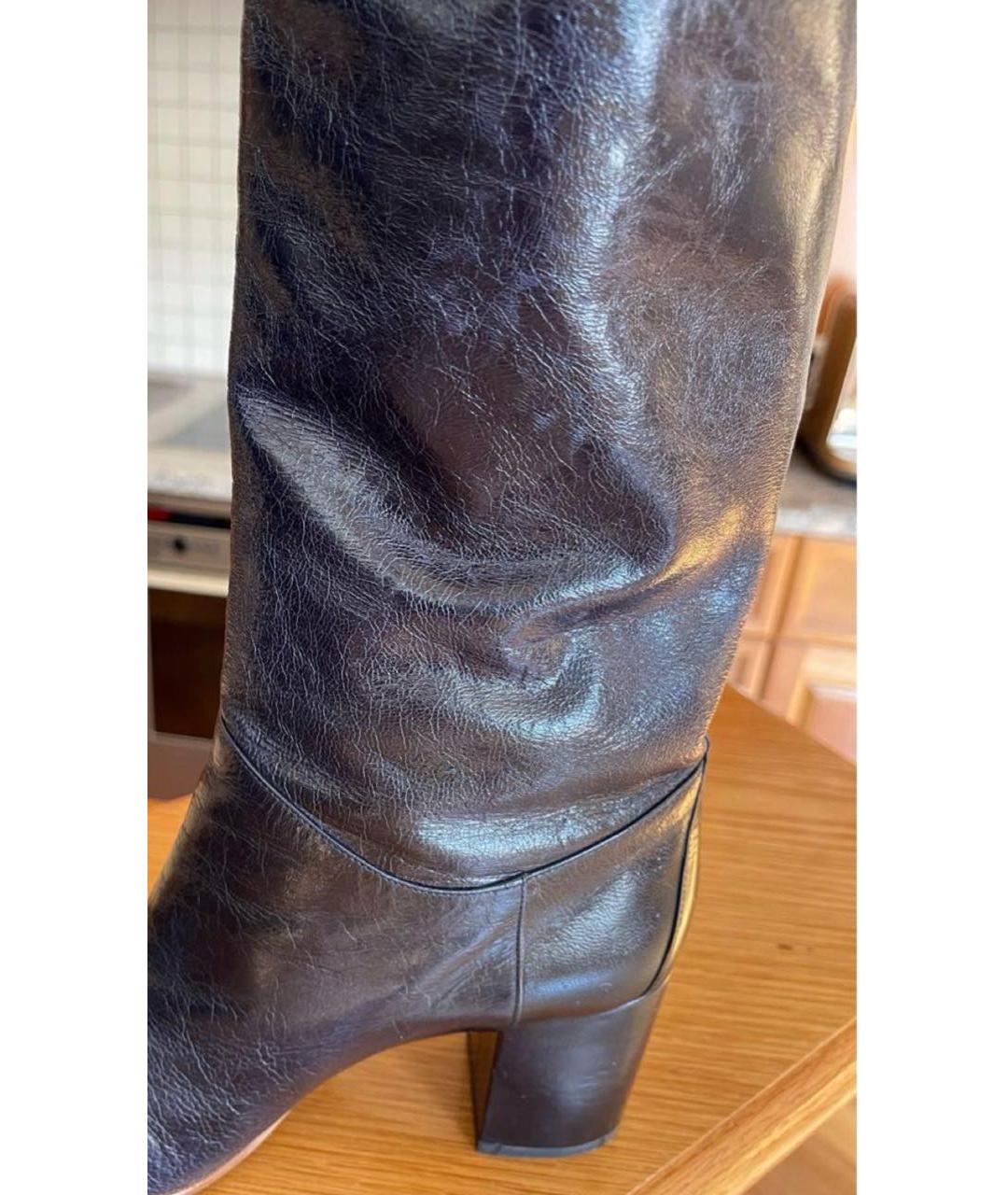 CHANEL Темно-синие кожаные сапоги, фото 8