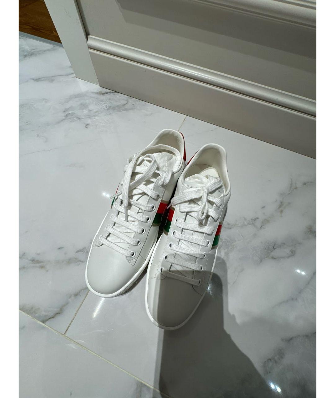 GUCCI Белые кожаные кеды, фото 3