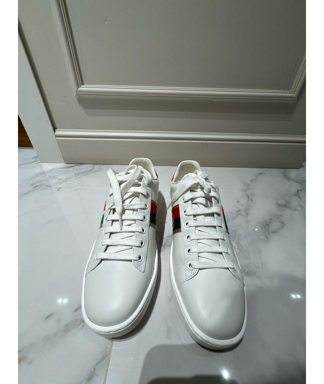 GUCCI Белые кожаные кеды, фото 2