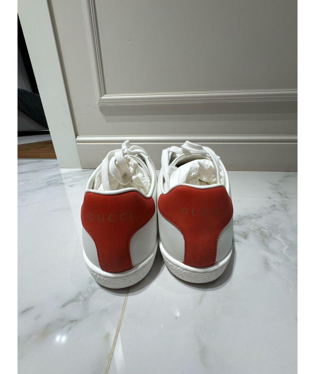 GUCCI Белые кожаные кеды, фото 4