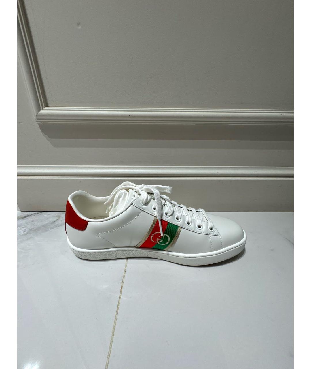 GUCCI Белые кожаные кеды, фото 8