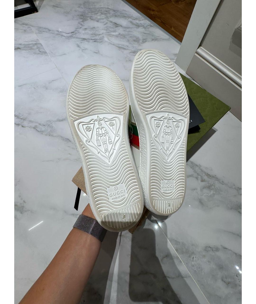 GUCCI Белые кожаные кеды, фото 6